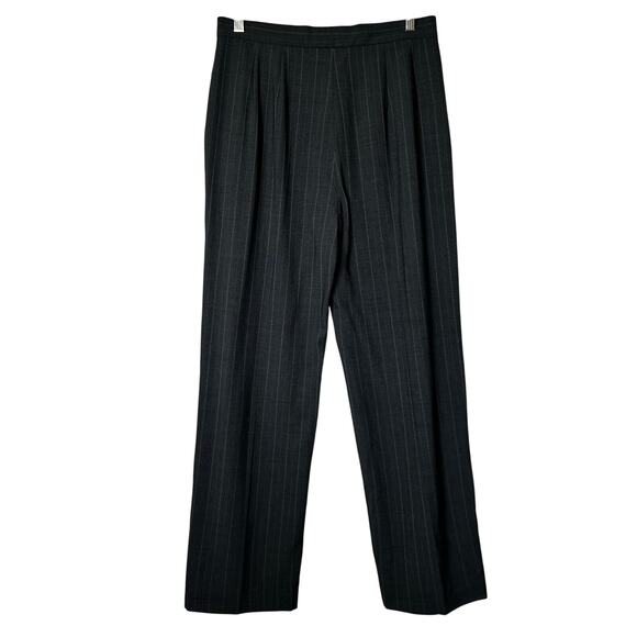 Max Mara Pants Wool Trousers Size 10 Gray Beige Pinstripes Designer Career - Picture 4 of 7